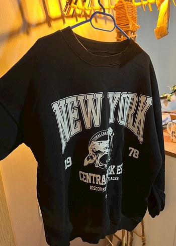 Siyah Baskılı Oversize Sweatshirt