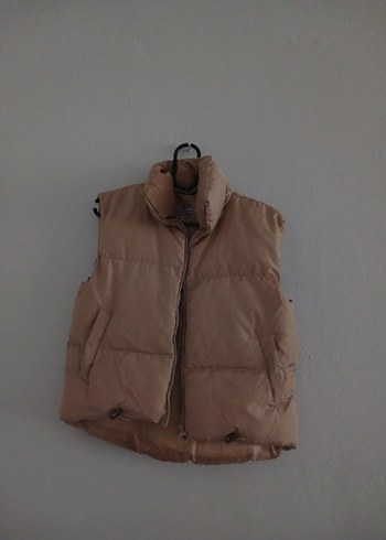 38 Beden camel Renk Bisküvi Beji Oversize Şişme Yelek