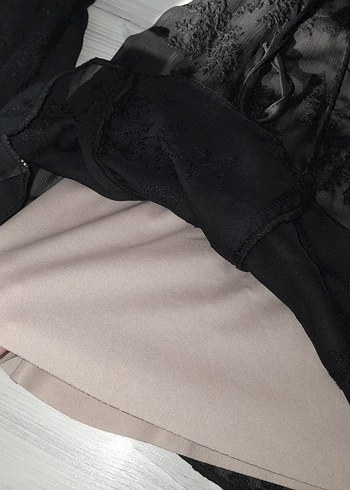 Abiye Dantel İşlemeli Straplez Siyah Mini Elbise
