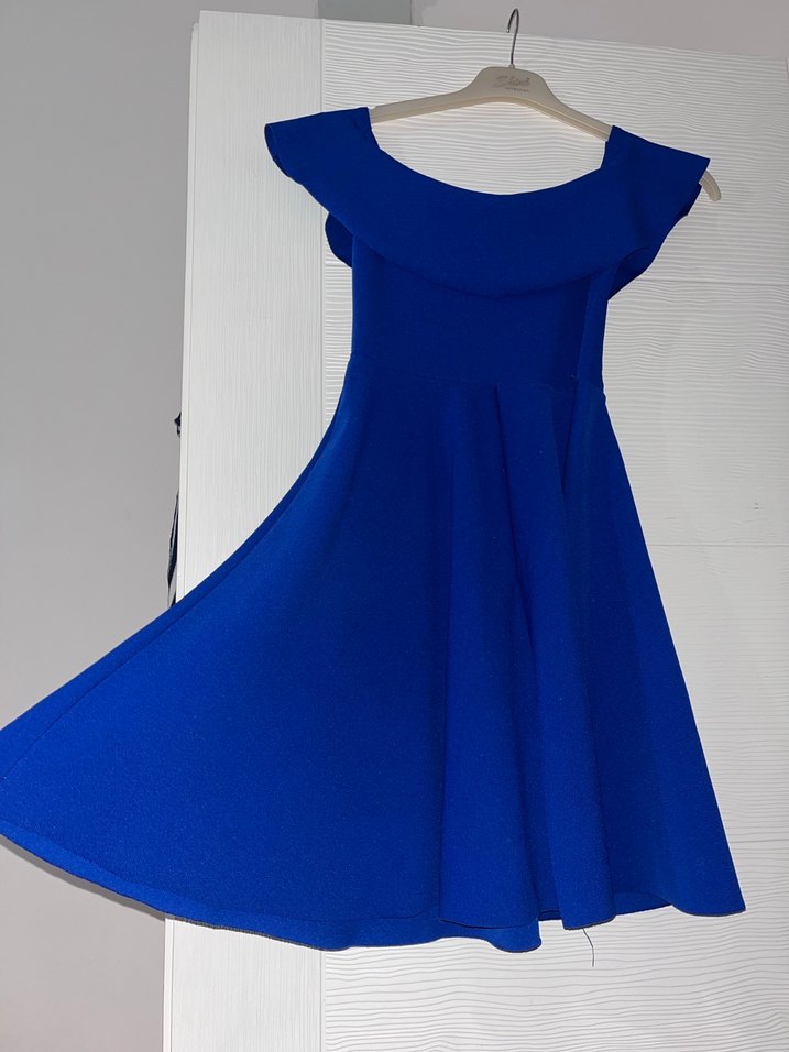 Mavi Straplez Midi Elbise - Görsel 2