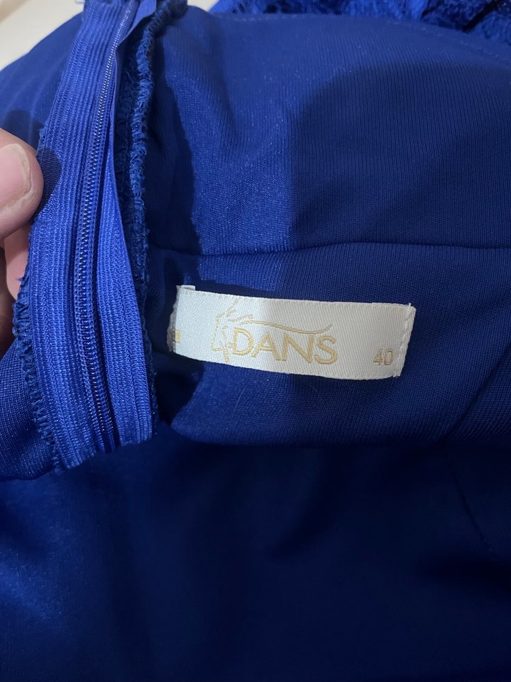 Lacivert Straplez Mini Dantel Elbise - Görsel 3