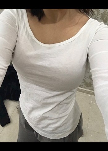 Beyaz Uzun Kollu Keten Bluz - Görsel 4