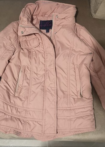 Pembe Fermuarlı Midi Kadın Ceket