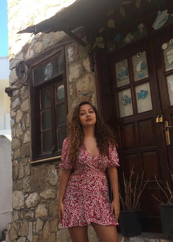 Bershka Dantel Detaylı Pembe V Yaka Midi Elbise