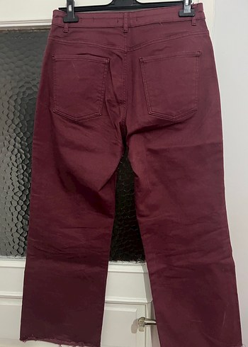 Bordo Düğmeli Kadın Jean - Görsel 3