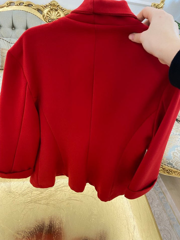 Kırmızı Kısa Kesim Kadın Blazer Ceket - Görsel 2