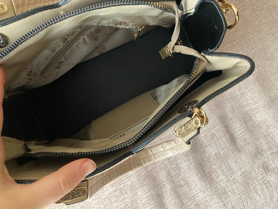 Bej Yılan Desenli Deri Kadın Çanta - Görsel 2