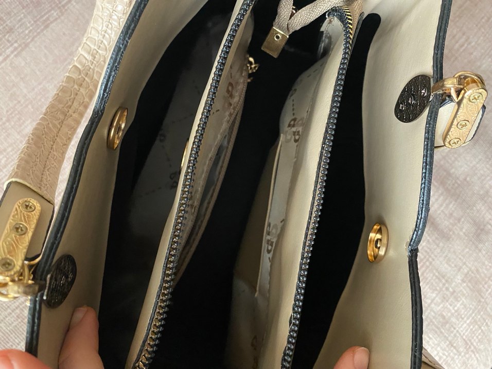 Bej Yılan Desenli Deri Kadın Çanta - Görsel 3