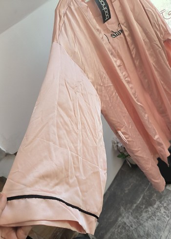 Pembe Parlak Midi Kadın Sabahlık Bride - Görsel 12