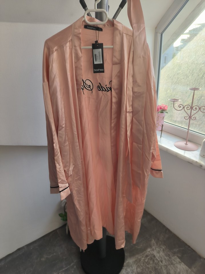 Pembe Parlak Midi Kadın Sabahlık Bride - Görsel 5