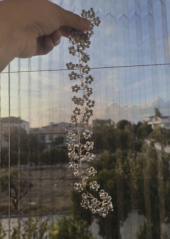 Beyaz ve Gri Boncuklu Saç Aksesuari gelin başı / abiye için - Görsel 7