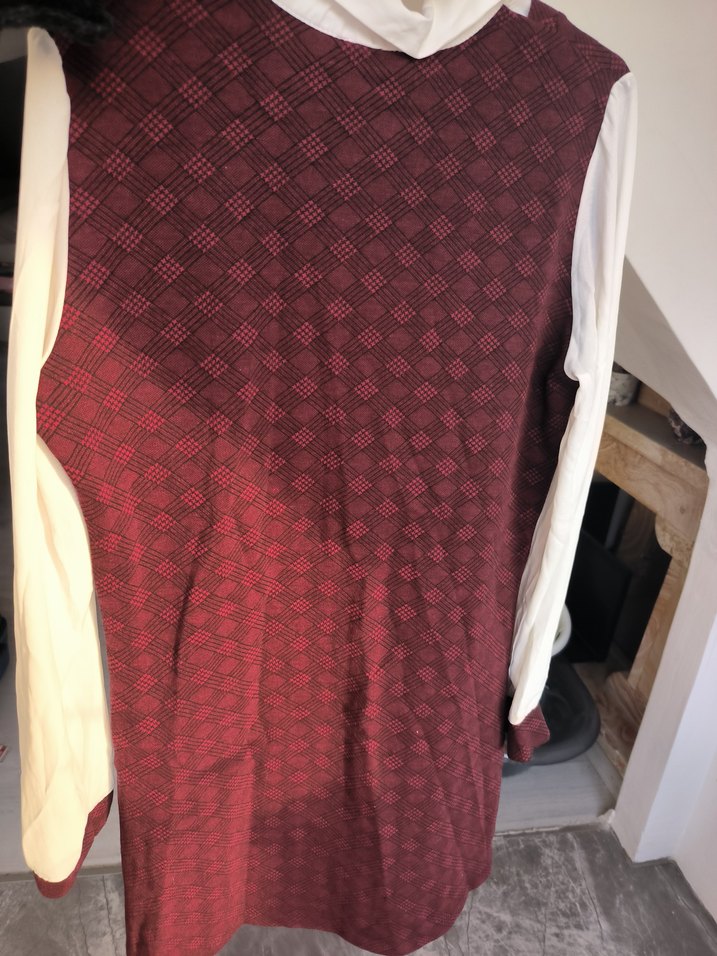 Bordo V Yakalı Midi Triko Tunik - Görsel 4