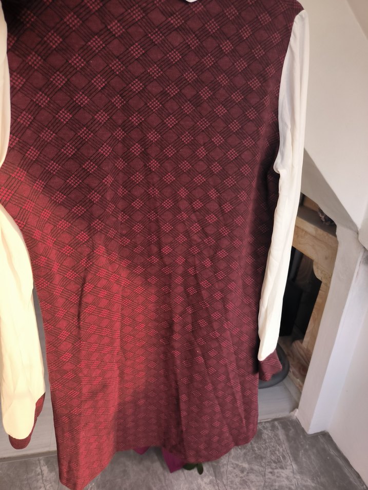 Bordo V Yakalı Midi Triko Tunik - Görsel 3