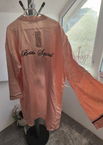 Pembe Midi Kadın Saten Sabahlık bride - Görsel 4