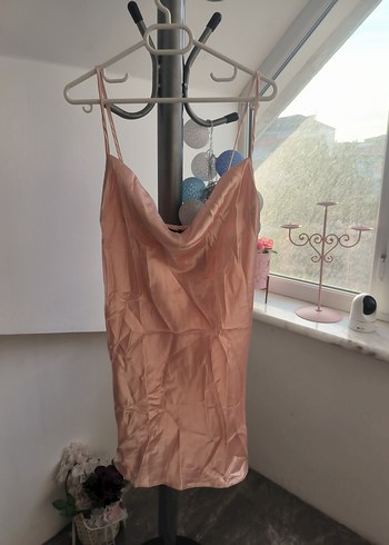 Pembe Midi Kadın Saten Sabahlık bride - Görsel 3