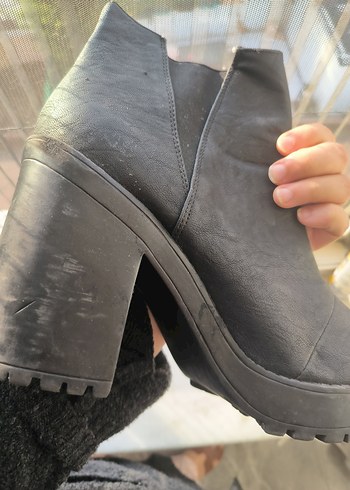 Siyah Platform Topuklu Deri Bot - Görsel 8