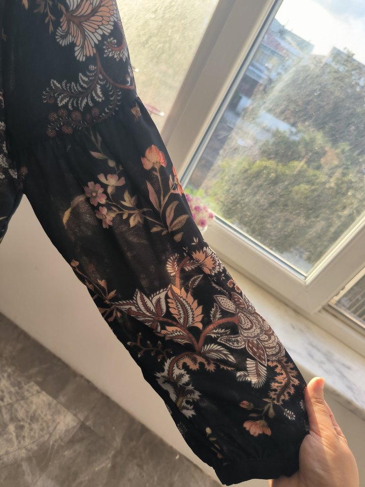 Bohem Siyah Desenli Hamile Bluzu - Görsel 3