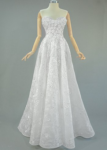 İnci İşlemeli Straplez Denizkızı Gelinlik - Görsel 5