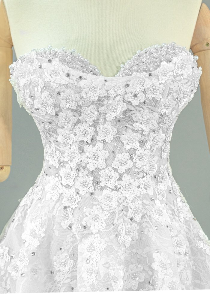 İnci İşlemeli Straplez Denizkızı Gelinlik - Görsel 2