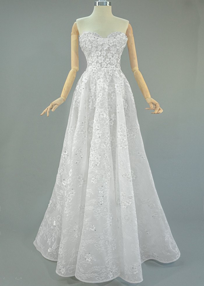 İnci İşlemeli Straplez Denizkızı Gelinlik - Görsel 5