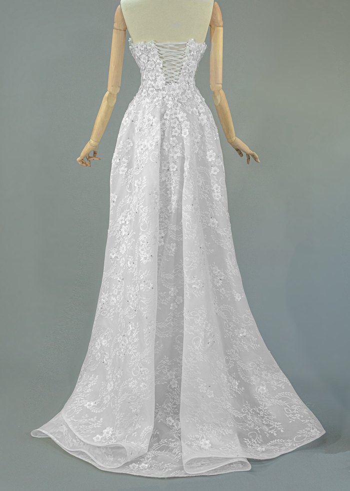 İnci İşlemeli Straplez Denizkızı Gelinlik - Görsel 4