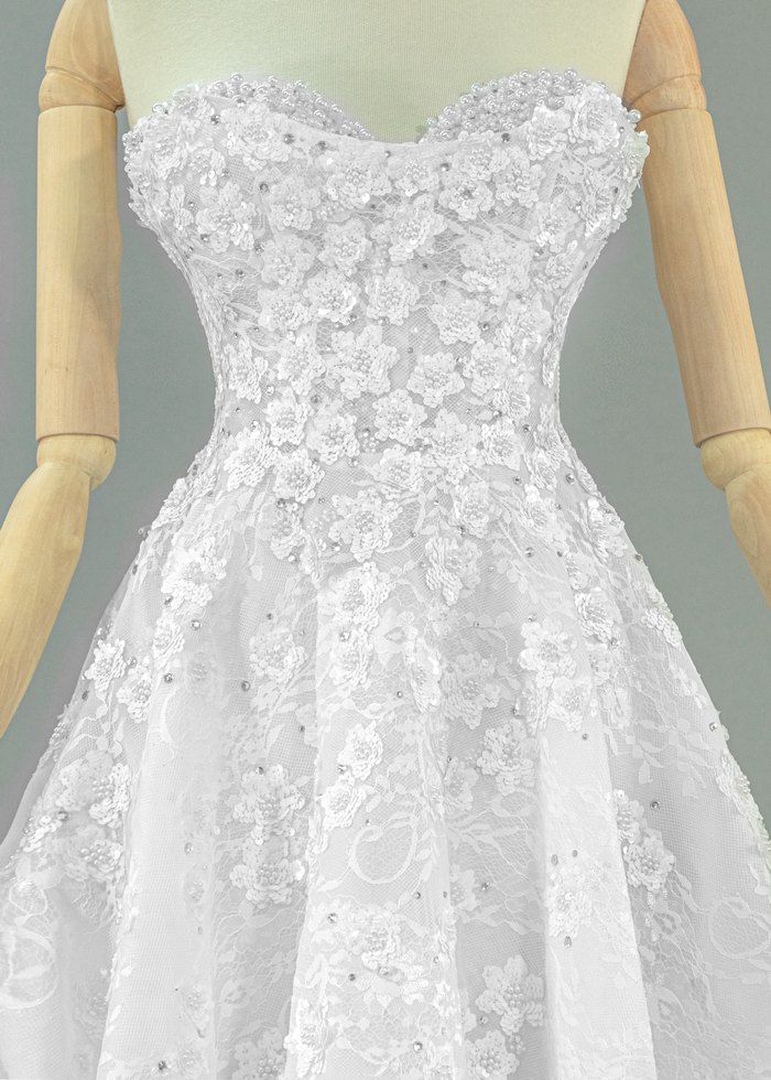 İnci İşlemeli Straplez Denizkızı Gelinlik - Görsel 3