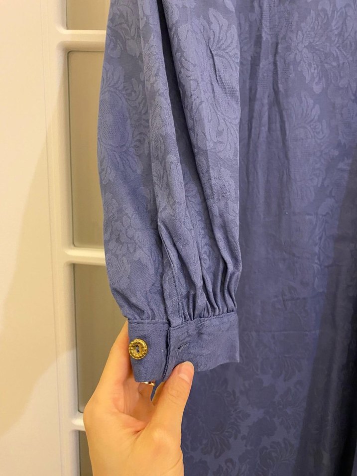 Mavi Vintage Hamile Bluzu V Yakalı - Görsel 3