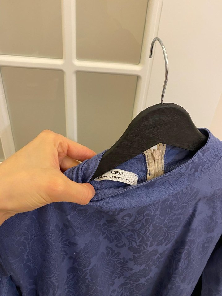 Mavi Vintage Hamile Bluzu V Yakalı - Görsel 4