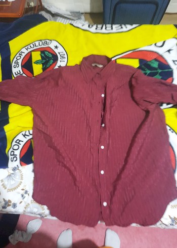 Bordo Uzun Kollu Düğmeli Kadın Gömlek - Görsel 2