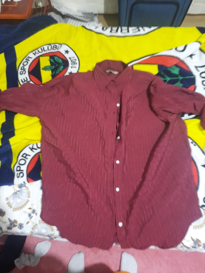 Bordo Uzun Kollu Düğmeli Kadın Gömlek - Görsel 2