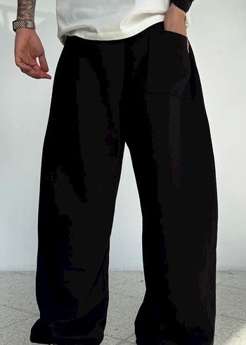 Zaee siyah ünisex bol eşofman altı - Görsel 2