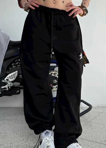 Zaee siyah ünisex bol eşofman altı - Görsel 4