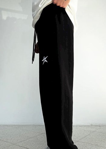 Zaee siyah ünisex bol eşofman altı - Görsel 3