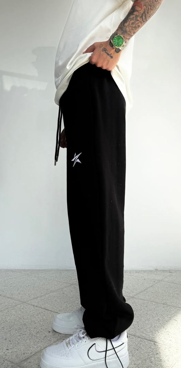 Zaee siyah ünisex bol eşofman altı - Görsel 3