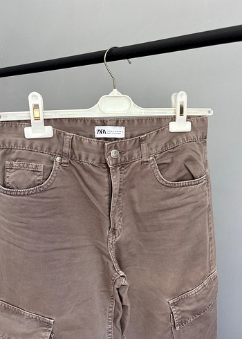 36 Beden Kemerli Gri Kahverengi Kadın Kot Pantolon