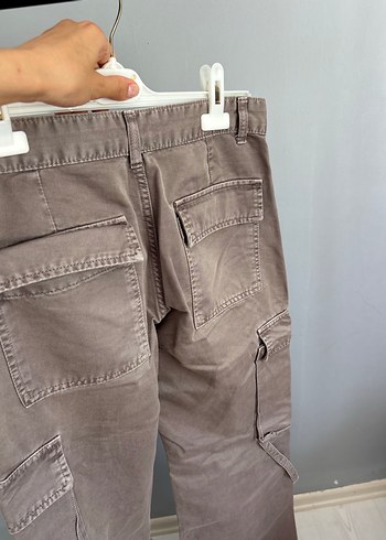 Zara Kemerli Gri Kahverengi Kadın Kot Pantolon