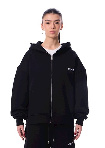 Siyah Kapüşonlu Kadın Oversize Ceket - Görsel 2