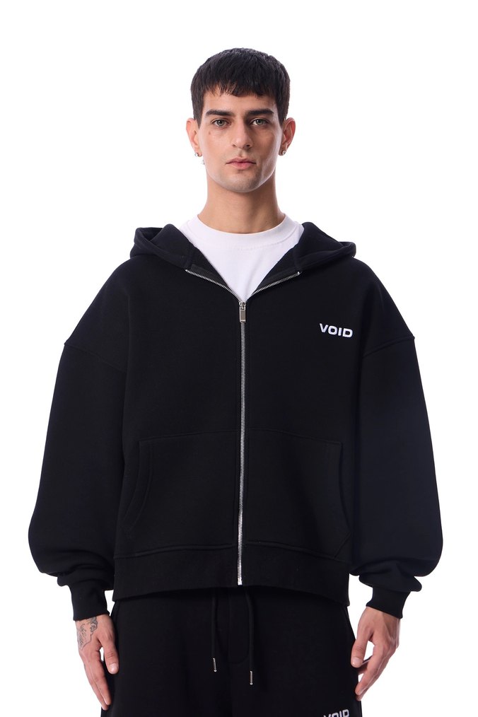 Siyah V Yaka Oversize Sweatshirt - Görsel 4