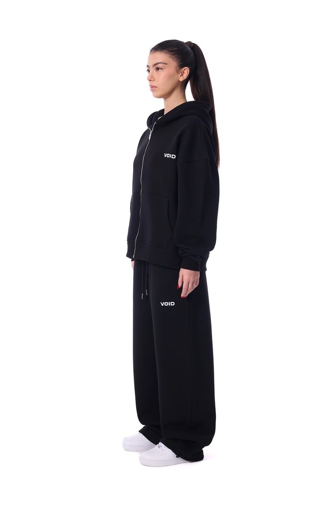 Siyah V Yaka Oversize Sweatshirt - Görsel 3