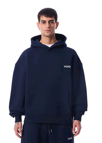 Lacivert Oversize Kapüşonlu Sweatshirt - Görsel 2