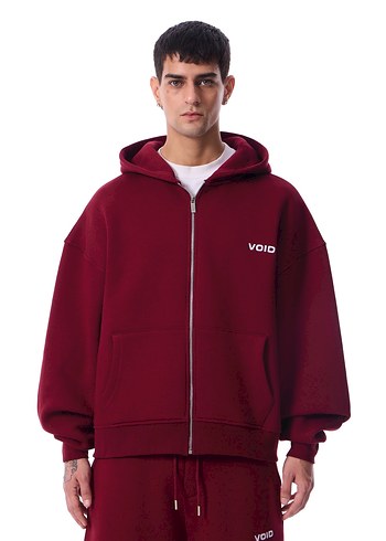 Bordo Fermuarlı Kadın Sweatshirt - Görsel 2