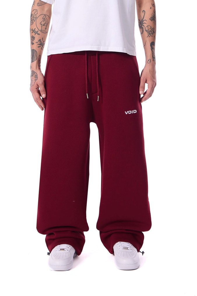 Bordo Rahat Kesim Kadın Eşofman Altı - Görsel 2