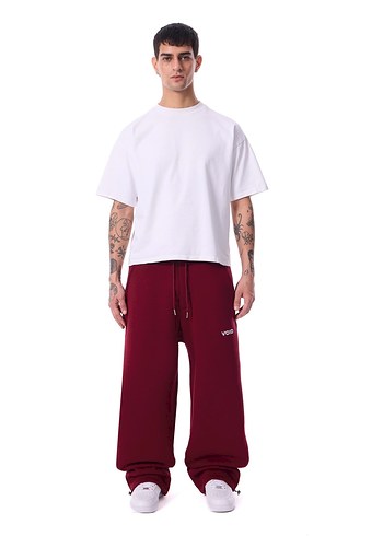 Bordo Rahat Kesim Kadın Eşofman Altı - Görsel 5