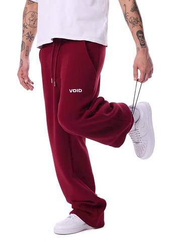 Bordo Rahat Kesim Kadın Eşofman Altı - Görsel 6