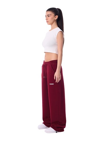 Bordo Rahat Kesim Kadın Eşofman Altı - Görsel 4