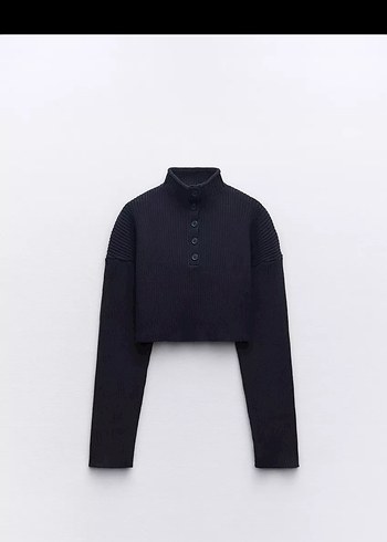Zara Dik Yaka Crop Triko Kazak