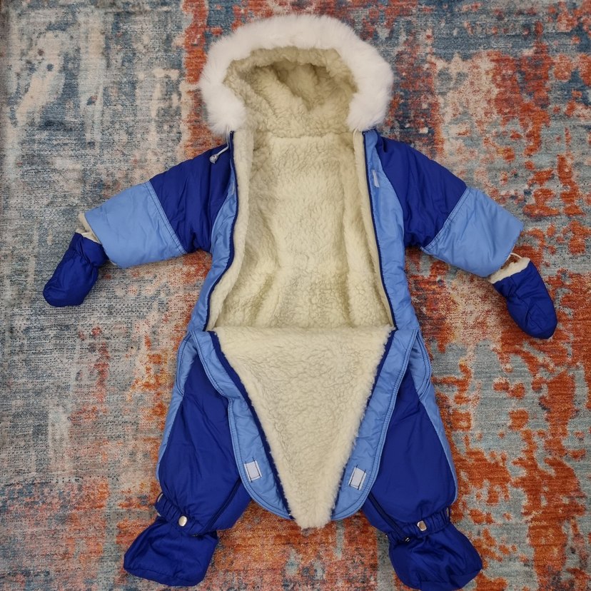 Mavi Kürklü Nakışlı Bebek Tulumu - Görsel 3