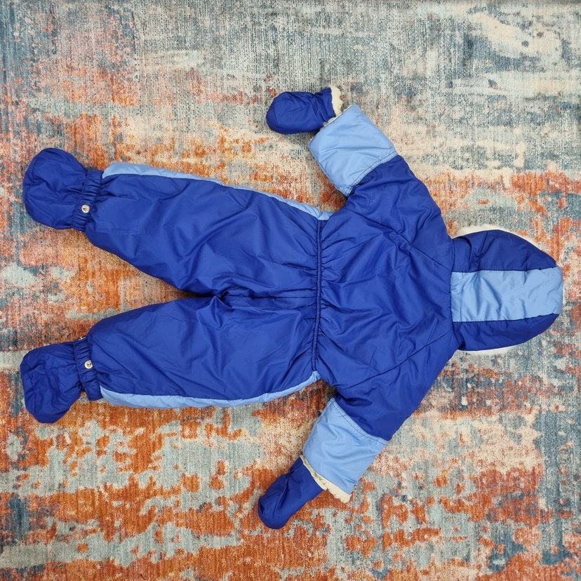 Mavi Kürklü Nakışlı Bebek Tulumu - Görsel 2