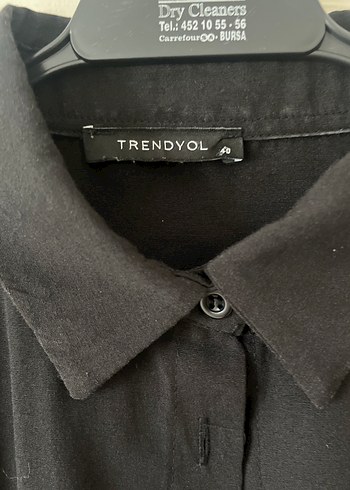Trendyol & Milla Siyah Düğmeli Uzun Kollu Keten Gömlek