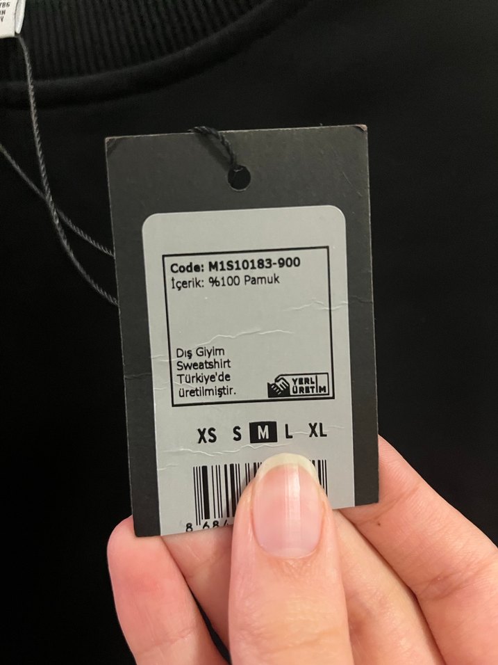 %100 pamuklu Siyah Kadın Sweatshirt, Yuvarlak Yaka, Rahat Kesim - Görsel 3